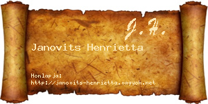 Janovits Henrietta névjegykártya